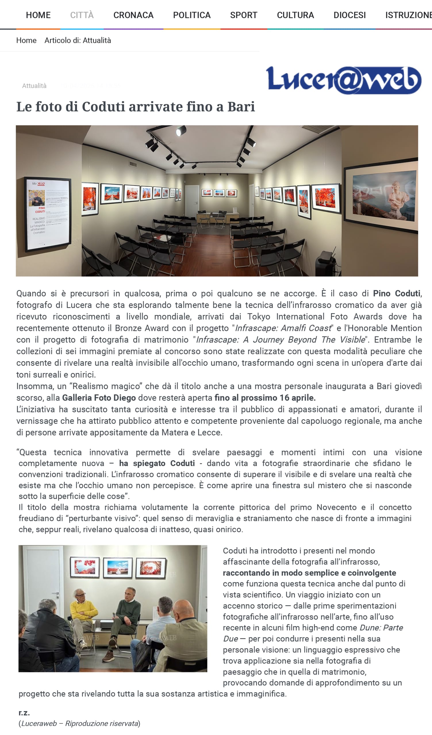 Articolo su Luceraweb per Pino Coduti sulla mostra Realismo Magico
