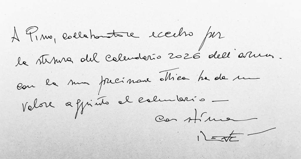 Dedica personale del Maestro Luigi Renè Valeno al fotografo Pino Coduti sulla serigrafia del progetto Eroi Quotidiani